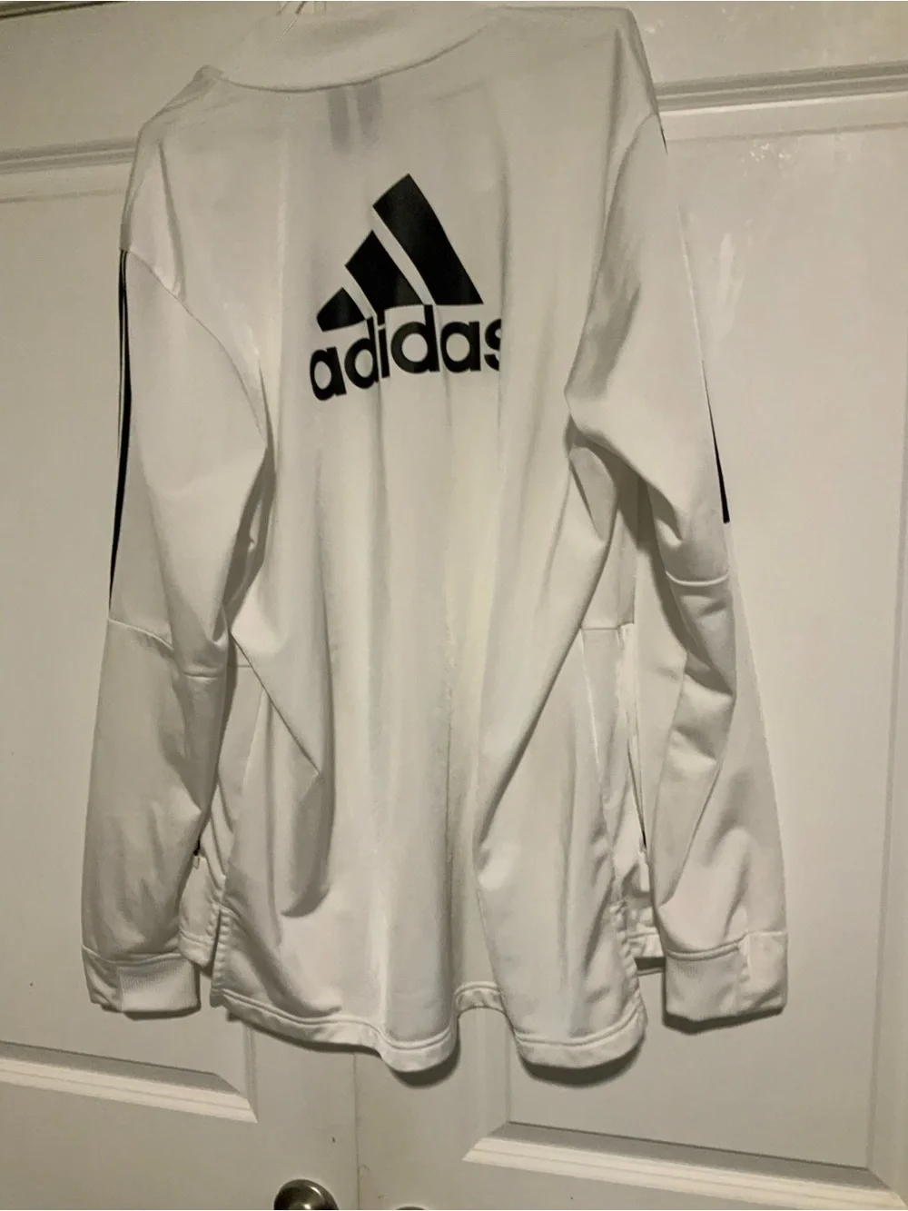 adidas Men’s White Track Jacket with Black Sleeve Stripes